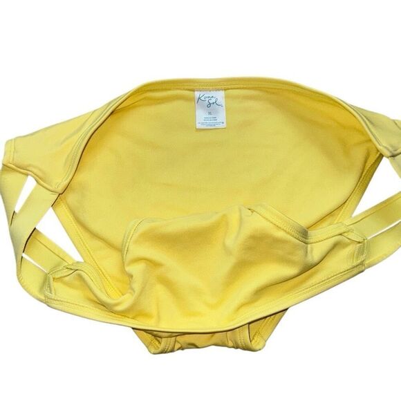 Kona Sol sz XL Yellow double strap cheeky bikini bottom swim suit NWOT LOW RISE - Picture 5 of 7